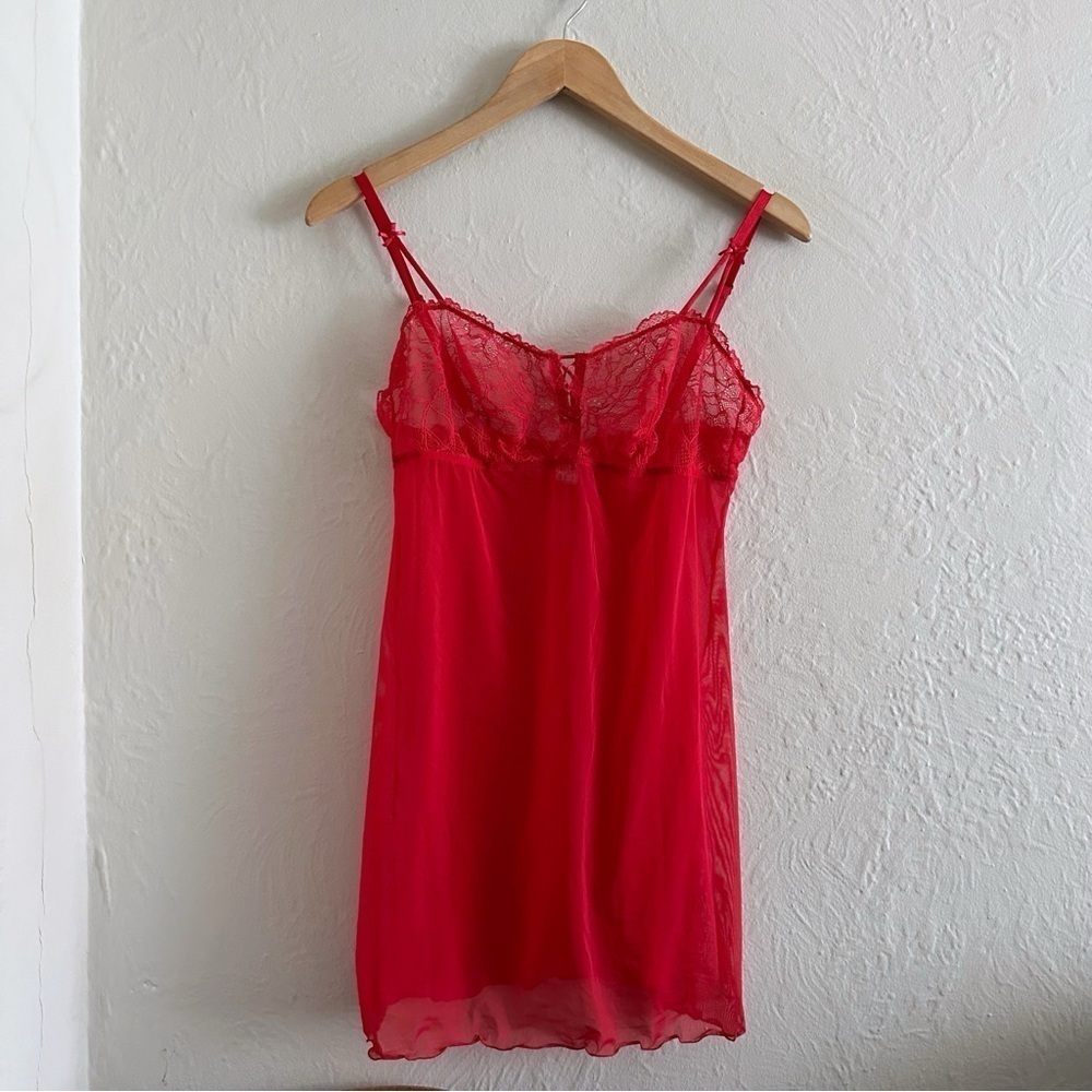 ⚡️10$ sale⚡️ B.tempt’d Red Sheer Mesh Babydoll Mini Dress Size M